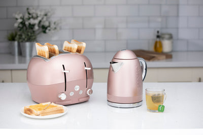 Rose Gold Funky Kettle and 4-Slice Funky Toaster Set