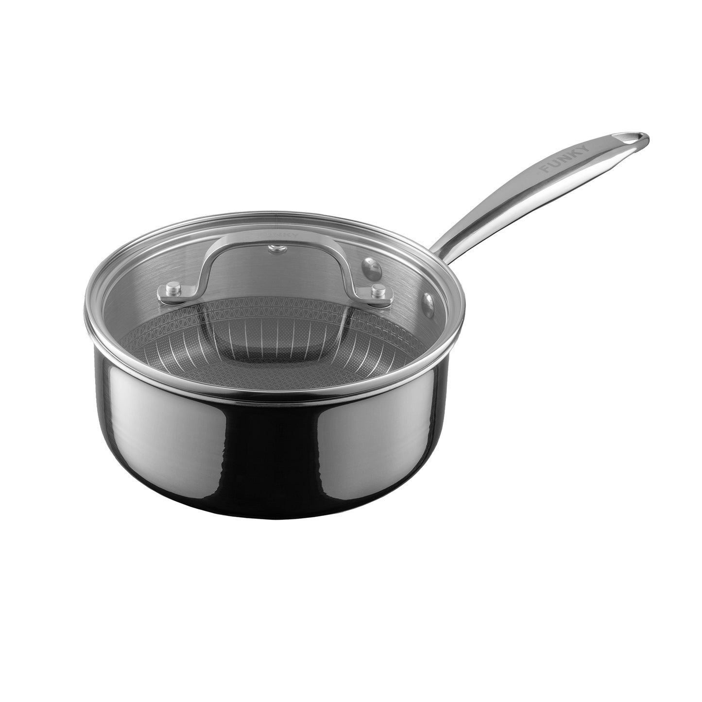 Funky Pro Cookware 16cm Tri-ply Saucepan, Pro-etched