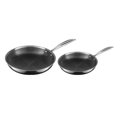 Funky Pro Cookware 20cm & 26cm Tri-ply Frying Pans, Pro-etched, 2 pack