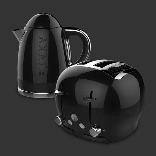 Black Funky Kettle and 4-Slice Funky Toaster Set