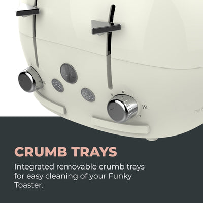 Cream Funky Kettle and 4-Slice Funky Toaster Set